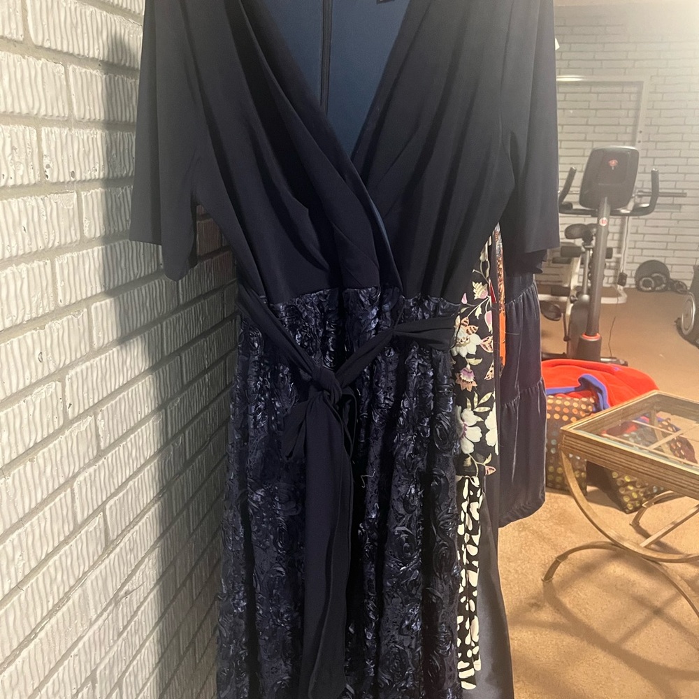 Alex Evenings Navy Blue Wrap Dress